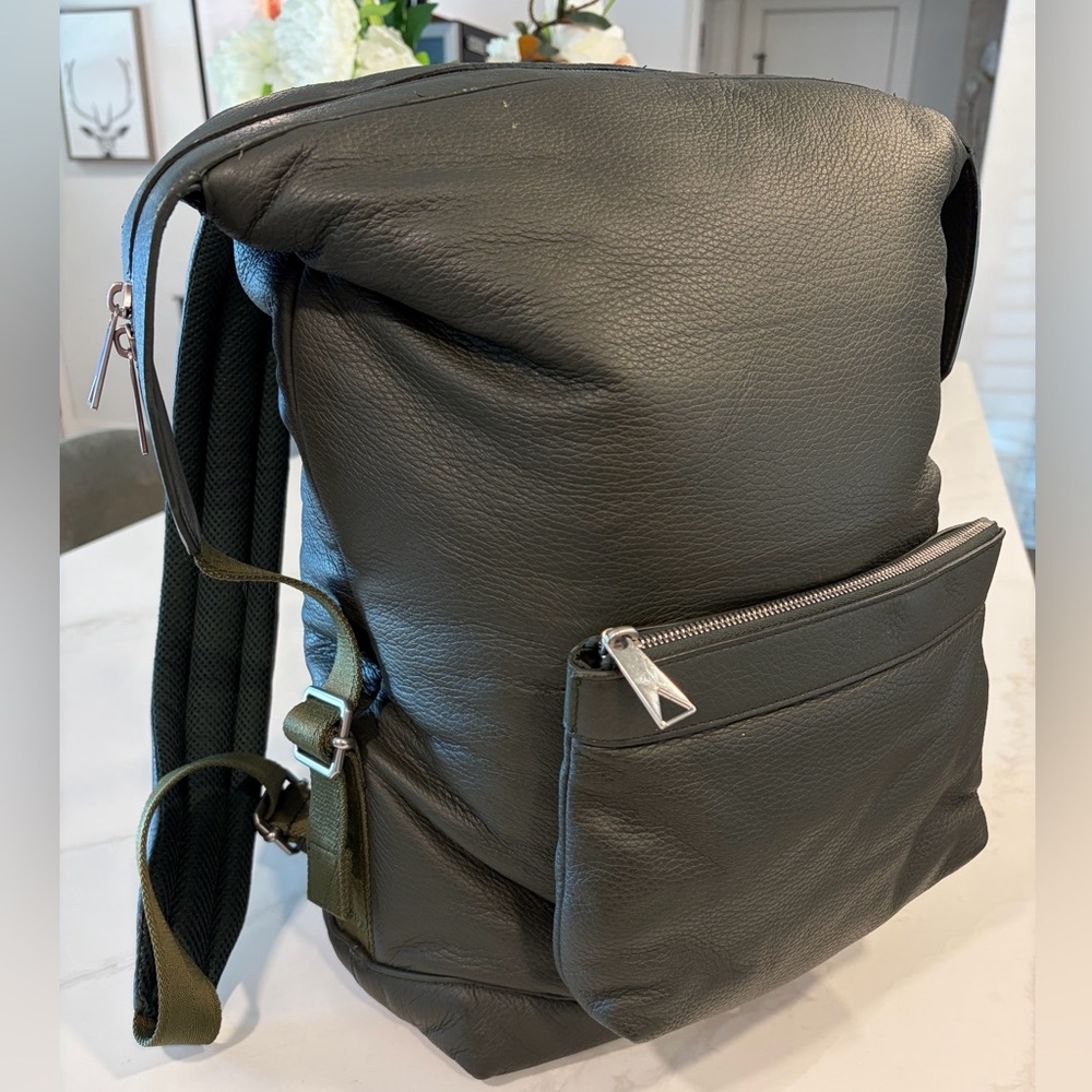 Bottega Veneta Dark Green soft Deer Leather Backpack, originally $4500